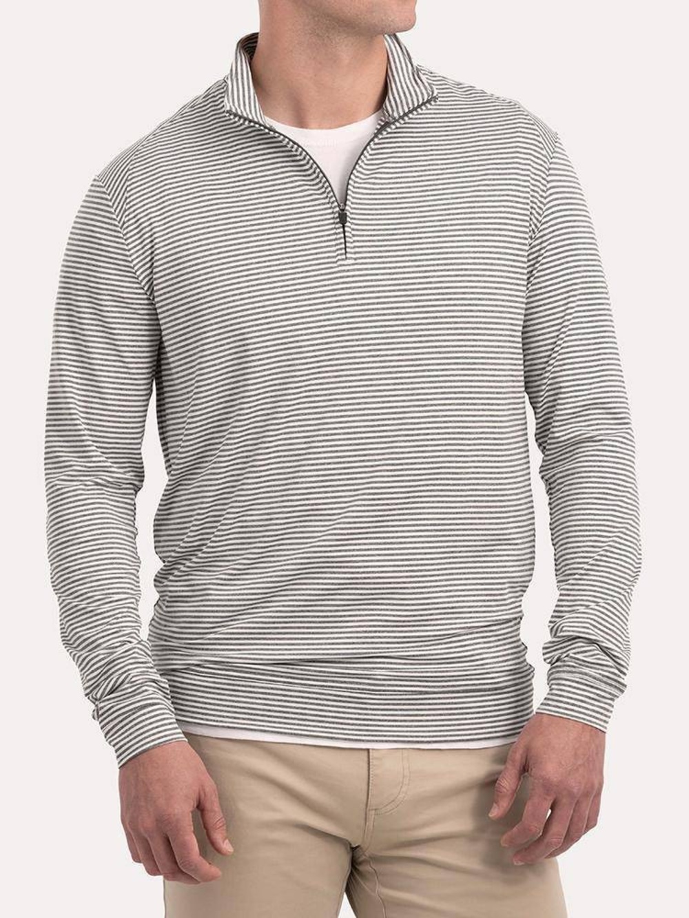 Johnnie-O Men's Turn Striped Prep-formance Quarter Zip in Meteor